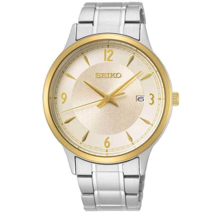 Seiko Men's Quartz Watch - Essentials Champagne Dial Silver Tone Bracelet | SGEH92P1 ,