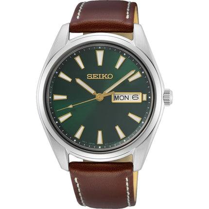 Seiko Men's Quartz Watch - Neo Classic Green Dial Genuine Leather Strap| SUR449P1 ,