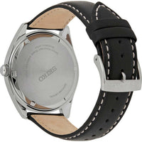 Seiko Men's Quartz Watch - Neo Classic Silver Tone Dial Black Leather Strap| SUR447P1 ,