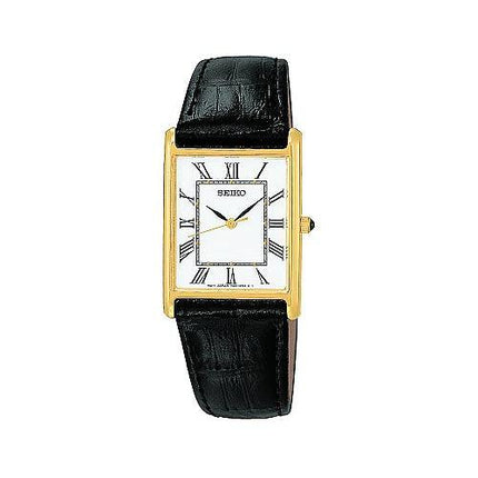 Seiko Men's Rectangular Face Leather Strap Watch SNF672 ,