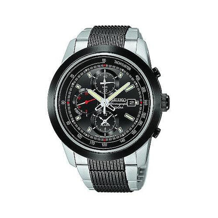 Seiko Men's SS Black Tone Alarm Chronograph SNAB19 ,