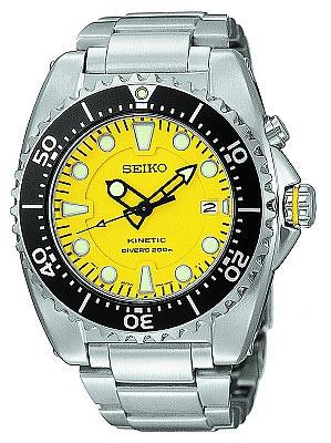 Seiko Men's SS Yellow Dial Kinetic Watch SKA367 ,