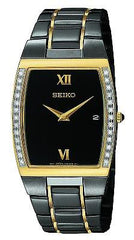 Seiko Men's Two Tone Black IP Diamond Watch SKP340