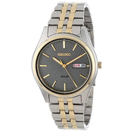 Seiko Men's Two Tone Day Date Quartz Solar Watch SNE042 ,