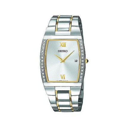 Seiko Men's Two Tone Quartz Diamond Watch SKP321 ,