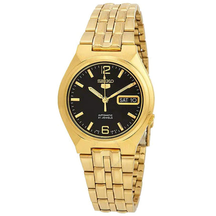 Seiko Men's Watch - 5 Sports Automatic Black Dial Yellow Gold Bracelet | SNKL66K1 ,