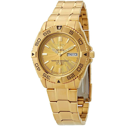 Seiko Men's Watch - 5 Sports Automatic Gold Dial Stainless Steel Bracelet | SNZB26J1 ,