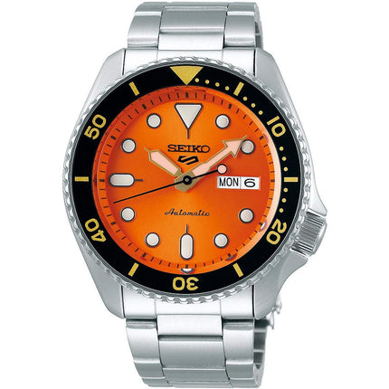 Seiko Men's Watch - 5 Sports Automatic Power Reserve Orange Dial Bracelet | SRPD59K1 ,