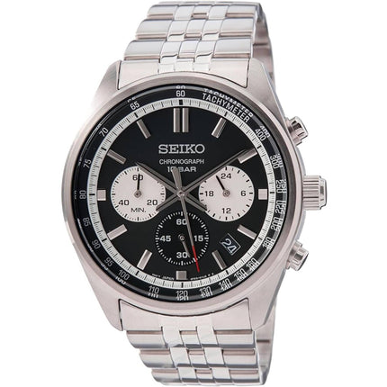 Seiko Men's Watch - Chronograph Black Dial Silver Stainless Steel Bracelet | SSB429P1 ,