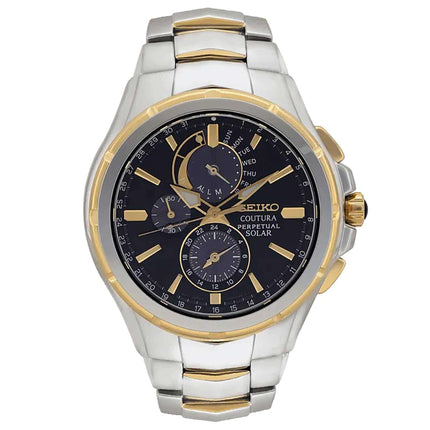 Seiko Men's Watch - Coutura Perpetual Calendar Black Dial Two Tone Bracelet | SSC376P9 ,