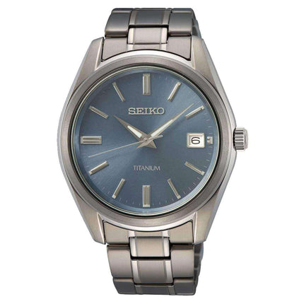 Seiko Men's Watch - Discover More Blue Dial Grey Titanium Bracelet | SUR371P1 ,