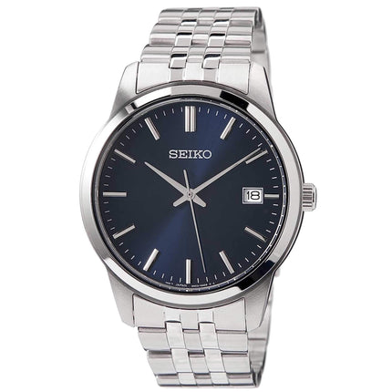 Seiko Men's Watch - Essential Quartz Blue Dial Silver Steel Bracelet Date | SUR399P1 ,