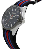 Seiko Men's Watch - Essentials Silver Tone Case Black, Blue, Red Strap | SUR509P1 ,