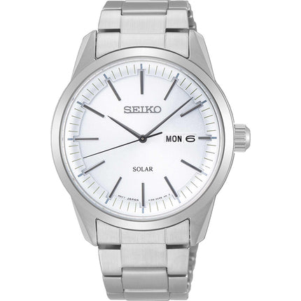 Seiko Men's Watch - Power Reserve Date White Dial Stainless Steel Bracelet | SNE523P1 ,