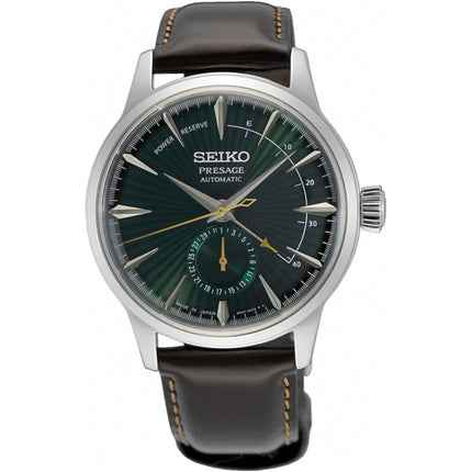 Seiko Men's Watch - Presage Midnight Mockingbird Green Dial Leather Strap | SSA459J1 ,