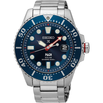 Seiko Men's Watch - Prospex Padi Solar Powered Eco-Drive Blue Dial Bracelet | SNE549P1 ,