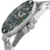 Seiko Men's Watch - Prospex Solar Green Dial Steel Bracelet Rotating Bezel | SNE583P1 ,