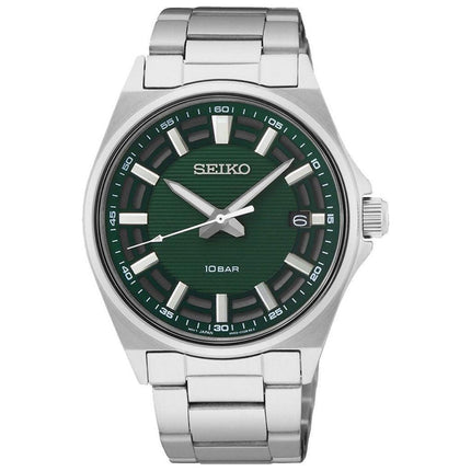 Seiko Men's Watch - Quartz Green Dial Silver Stainless Steel Bracelet | SUR503P1 ,