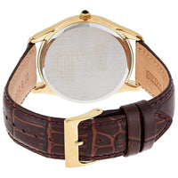 Seiko Men's Watch - Quartz Yellow Gold Case Brown Genuine Leather Strap | SRK050P1 ,