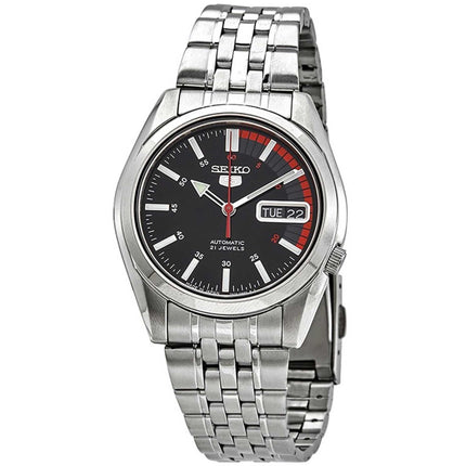Seiko Men's Watch - Series 5 Automatic Black Dial Stainless Steel Bracelet | SNK375J1 ,