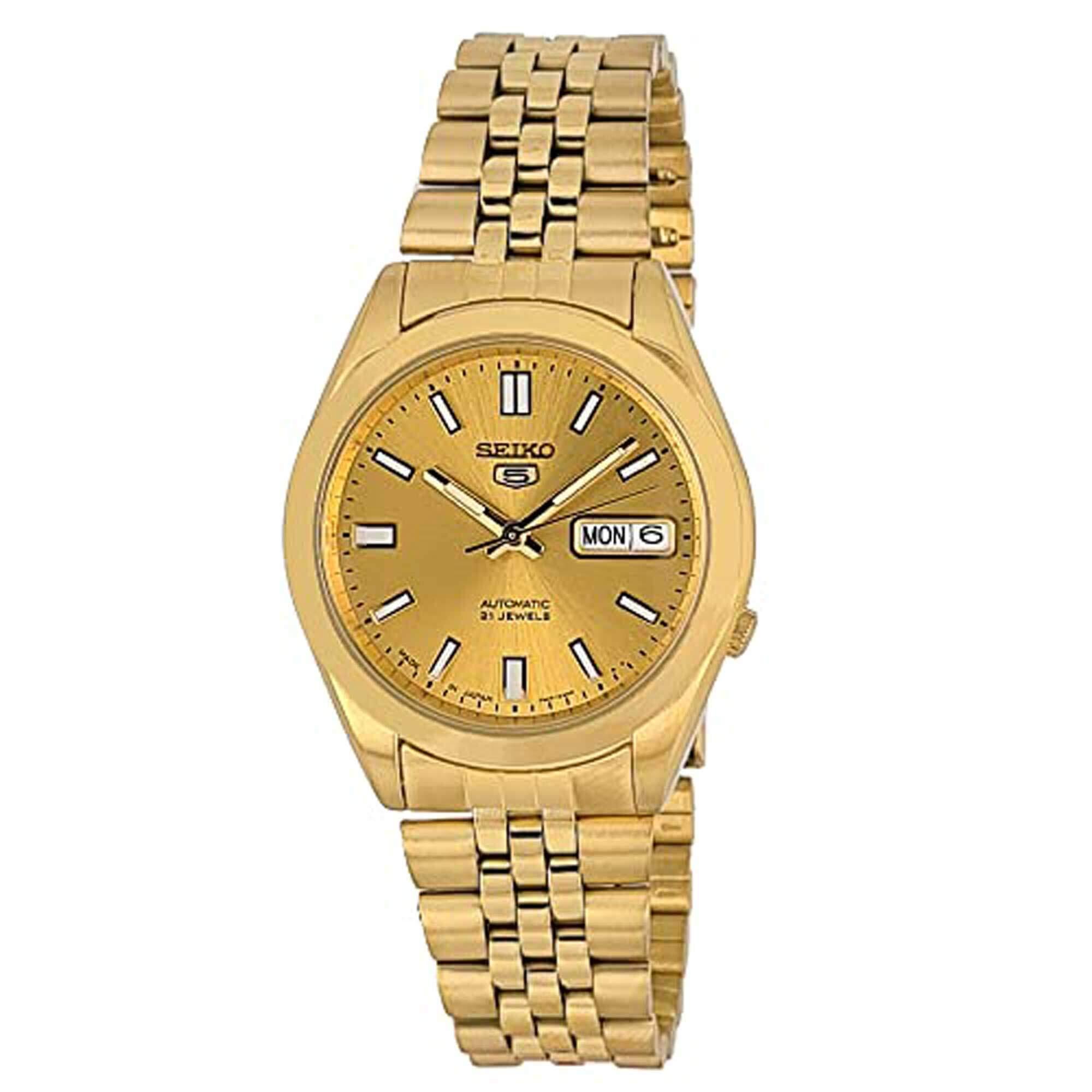 Seiko Men's Watch - Series 5 Automatic Gold Tone Dial Yellow Gold