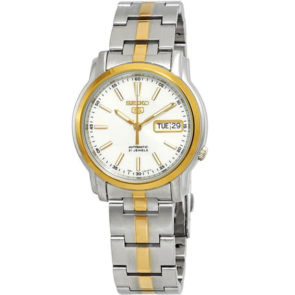 Seiko Men's Watch - Series 5 White Dial Two Tone Stainless Steel Bracelet | SNKL84K1 ,