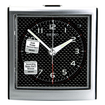 Seiko QHE039SLH White Dial Beside Alarm Clock ,