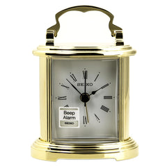 Seiko QHE109GLH Silver Tone Metallic Beside Alarm Clock