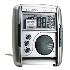 Seiko QHL004SLH Get Up And Glow Silver Metallic Travel Alarm Clock