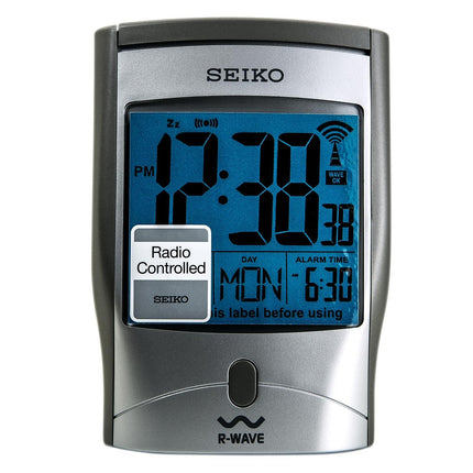 Seiko QHR001SLH Get Up And Glow Silver Metallic Travel Alarm Clock ,