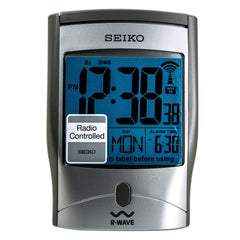 Seiko QHR001SLH Get Up And Glow Silver Metallic Travel Alarm Clock