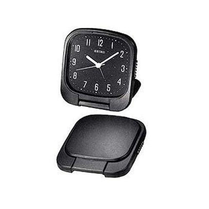 Seiko QXT003KR Black Dial Travel Alarm Clock ,
