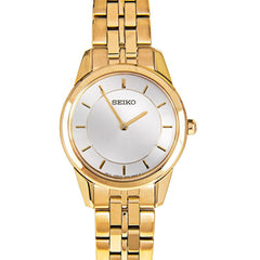 Seiko SFQ822P1 Women's Silver Dial Yellow Gold Steel Bracelet Watch