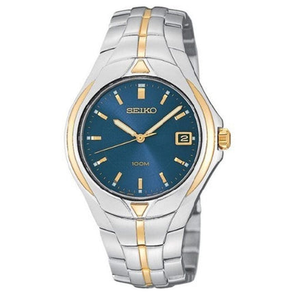 Seiko SGE798 Men's Blue Dial Two Tone Gold Plated Steel Bracelet Watch ,