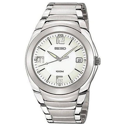 Seiko SGEB01 Men's White Dial Stainless Steel Bracelet Watch ,