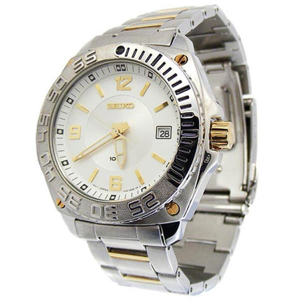 Seiko SGEB78 Men's Two Tone Stainless Steel Bracelet White Dial Date Watch ,