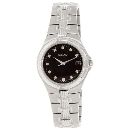 Seiko SGEE25 Men's Diamond Black Dial Stainless Steel Bracelet Watch ,