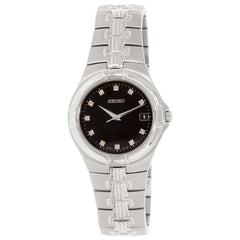 Seiko SGEE25 Men's Diamond Black Dial Stainless Steel Bracelet Watch
