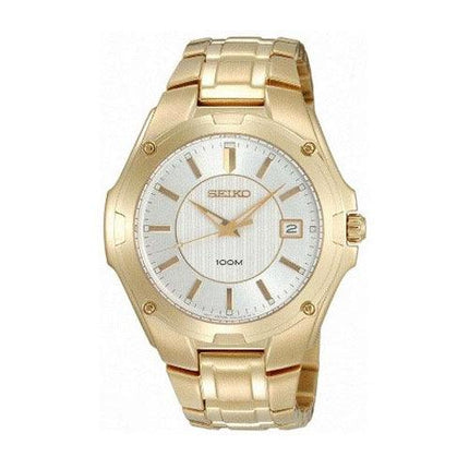 Seiko SGEE62 Men's Gold Tone Silvery White Dial Quartz Watch ,