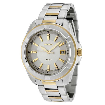 Seiko SGEE74P1 Men's Two-Tone Gold Plated SS Silver Dial Watch ,