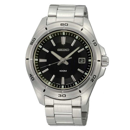Seiko SGEE89P1 Men's Stainless Steel Black Dial Quartz Watch ,
