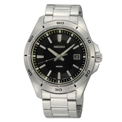 Seiko SGEE89P1 Men's Stainless Steel Black Dial Quartz Watch