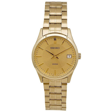 Seiko SGEF04 Men's Dress Gold Tone Dial Yellow Gold Steel Bracelet Watch ,