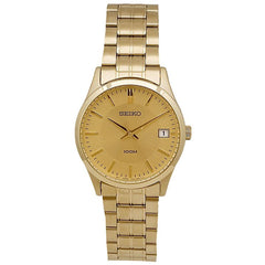 Seiko SGEF04 Men's Dress Gold Tone Dial Yellow Gold Steel Bracelet Watch