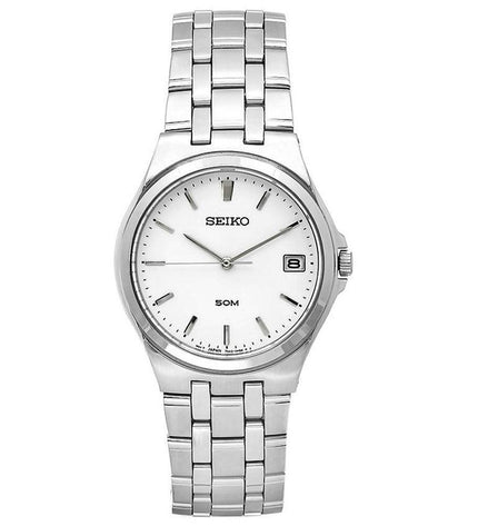 Seiko SGEF11 Men's Classic Stainless Steel White Dial Quartz Watch ,
