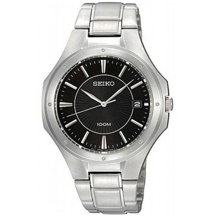Seiko SGEF61 Men's Textured Black Dial Stainless Steel Bracelet Watch ,