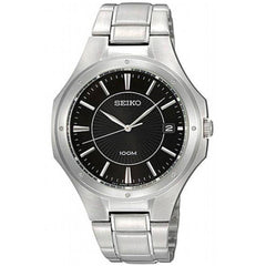 Seiko SGEF61 Men's Textured Black Dial Stainless Steel Bracelet Watch