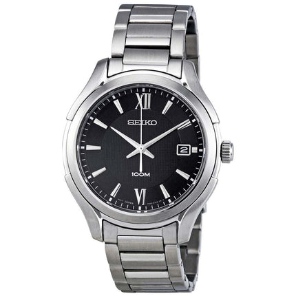 Seiko SGEF69P1 Men's Stainless Steel Bracelet Black Dial Watch ,