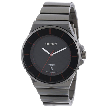 Seiko SGEG25 Men's Black Dial Stainless Steel Bracelet Watch ,