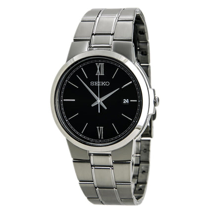 Seiko SGEG43 Men's Black Dial Stainless Steel Bracelet Quartz Watch ,